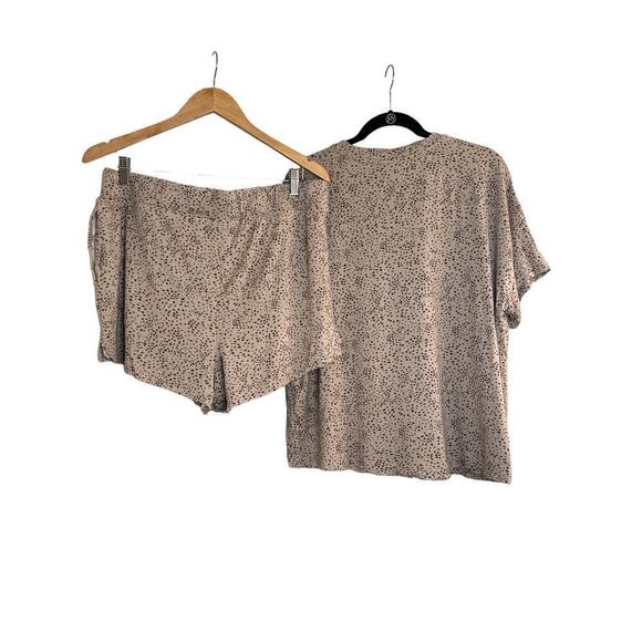 Alfani Intimates Women's Animal Print V-Neck & Shorts Pajama Set Sz XL Tan Brown - Picture 5 of 8